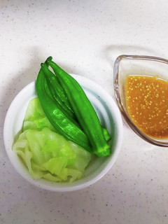何食べ☆オクラとキャベツの酢みそかけ-レシピのメイン写真