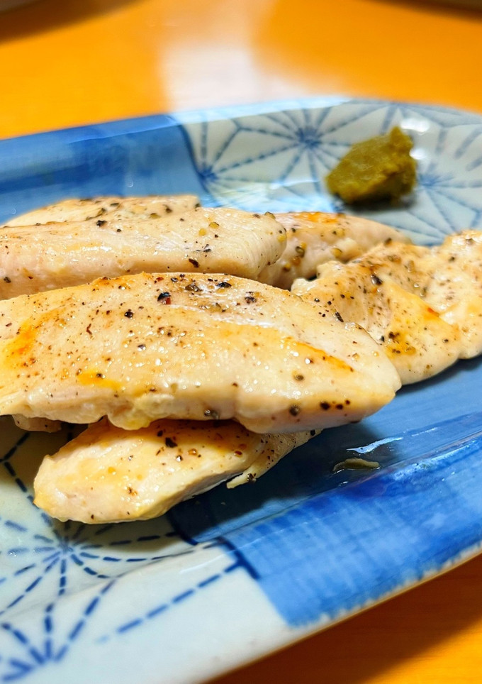 ふんわり♫鶏ささみの塩焼き 柚子胡椒添え-レシピのメイン写真