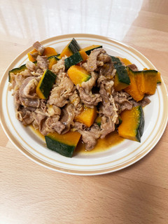 牛バラ肉とかぼちゃのカレー風味炒め-レシピのメイン写真