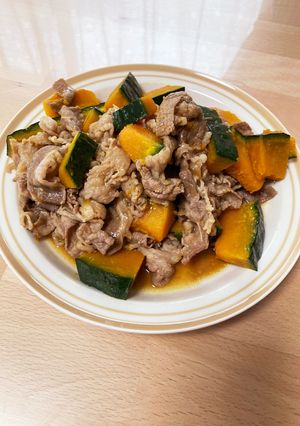 牛バラ肉とかぼちゃのカレー風味炒め-レシピのメイン写真