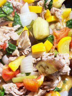 夏野菜と豚肉のバターオイスター炒め-レシピのメイン写真