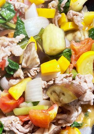 夏野菜と豚肉のバターオイスター炒め-レシピのメイン写真