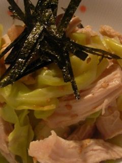 レンジで蒸し鶏とキャベツの梅胡麻和え-レシピのメイン写真