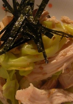 レンジで蒸し鶏とキャベツの梅胡麻和え-レシピのメイン写真