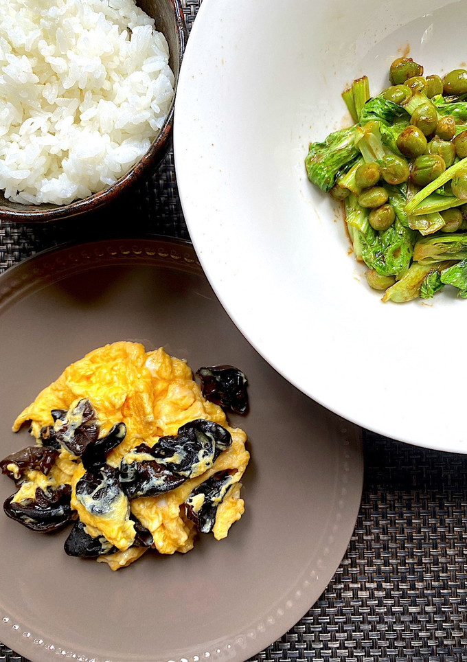キクラゲ卵と青梗菜緑豆炒め-レシピのメイン写真