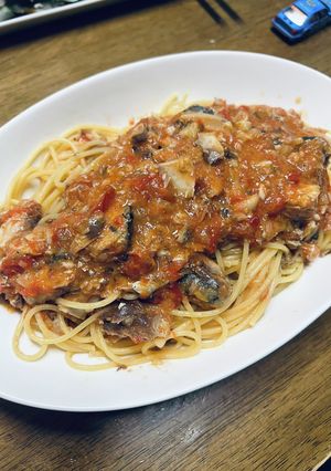 鯖缶で簡単トマトパスタ-レシピのメイン写真