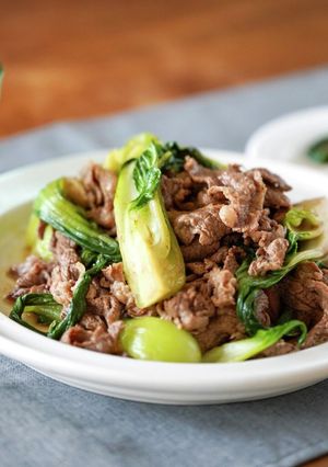 牛肉こま切れとチンゲン菜炒め♪-レシピのメイン写真