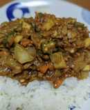 真竹とオクラのキーマカレー
