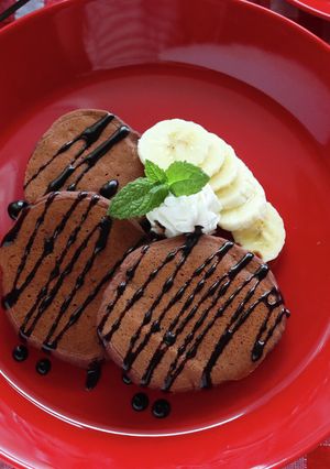 こめココでバナナ入りココアパンケーキ-レシピのメイン写真