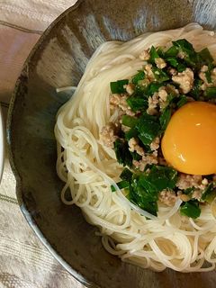 肉味噌+ニラ玉そうめん-レシピのメイン写真