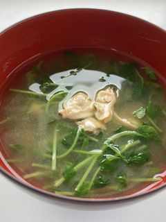 (健康づくり)あさりと豆苗の味噌汁-レシピのメイン写真