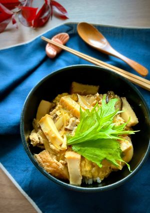 鶏ひき肉と絹厚揚げde親子丼-レシピのメイン写真