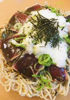 流水麺●もりかけ＆カツオのたたきそば　-レシピのメイン写真