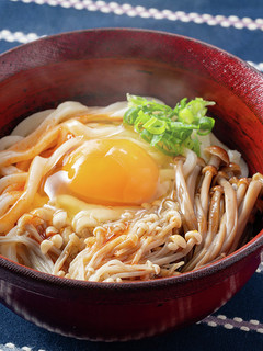 きのこのキムチ釜玉うどん-レシピのメイン写真