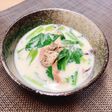 小松菜と椎茸の豆乳スープ