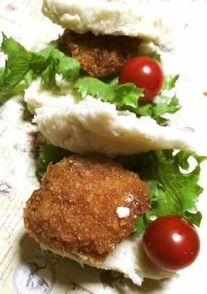 パックで蒸しパンの、チキンカツサンド-レシピのメイン写真