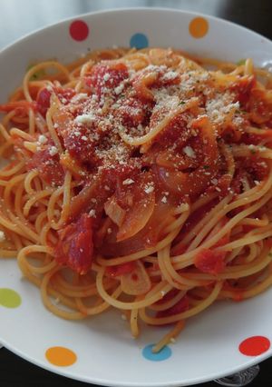 ツナと玉ねぎのトマトパスタ-レシピのメイン写真