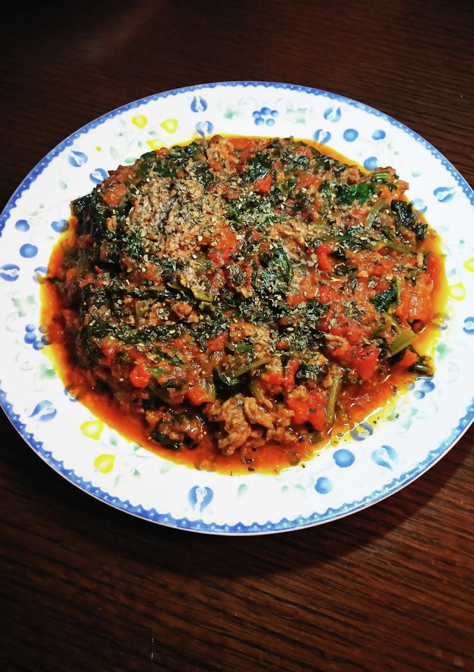 簡単☆ほうれん草と挽き肉のトマト煮込み-レシピのメイン写真