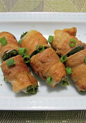 大葉油麦菜の豚バラ肉巻き-レシピのメイン写真