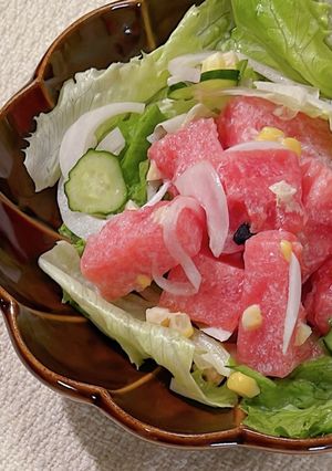 農家の作るスイカでサラダ-レシピのメイン写真