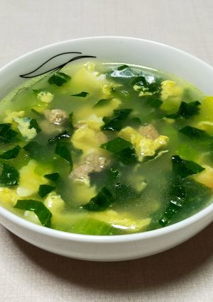 小松菜と豚ひき肉のスープ-レシピのメイン写真