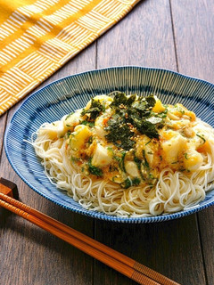 夏バテ予防にも! 梅しそ長芋そうめん-レシピのメイン写真