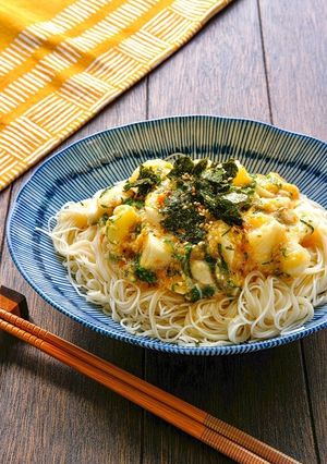 夏バテ予防にも！ 梅しそ長芋そうめん-レシピのメイン写真