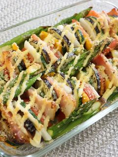 アスパラと夏野菜の重ねチーズ焼き-レシピのメイン写真