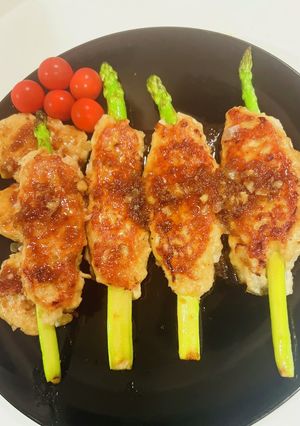 アスパラ串の照り焼きれんこんつくね♡-レシピのメイン写真