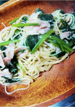 ワンパンほうれん草とベーコンの和風パスタ-レシピのメイン写真