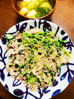 豆苗と塩豚丼-レシピのメイン写真