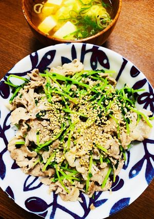 豆苗と塩豚丼-レシピのメイン写真