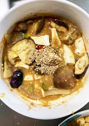 茄子椎茸簡単きな粉トマト生姜炒味八宝菜風-レシピのメイン写真