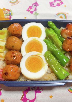時短お弁当盛り付け記録　焼き鳥弁当-レシピのメイン写真