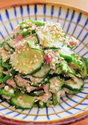 冷やして美味しい！ツナと夏野菜の梅和え-レシピのメイン写真