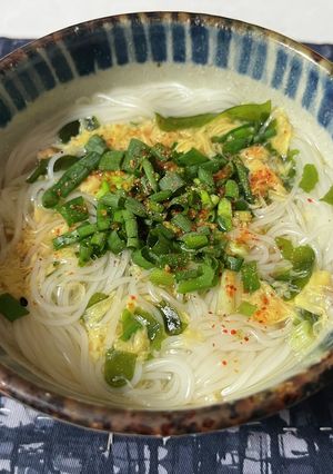 卵スープ湯麺（そうめん）-レシピのメイン写真