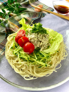 ピリッとわさびの鯖マヨそうめん-レシピのメイン写真