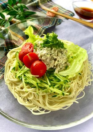 ピリッとわさびの鯖マヨそうめん-レシピのメイン写真
