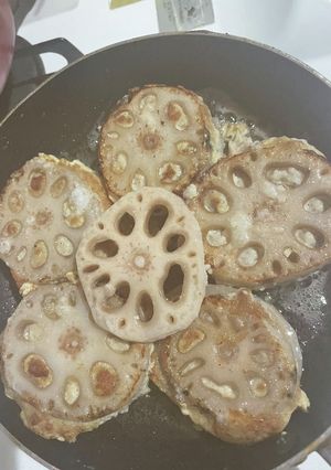 蓮根と豚ひき肉のはさみ焼き-レシピのメイン写真