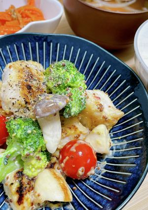 鶏むねとブロッコリーのマスタードマヨ炒め-レシピのメイン写真