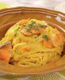 クリーミー♪秋鮭のかぼちゃクリームパスタ