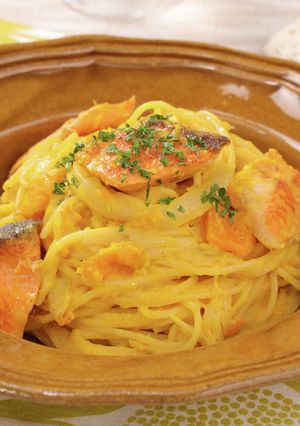 クリーミー♪秋鮭のかぼちゃクリームパスタ-レシピのメイン写真
