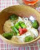 青じそを氷に閉じ込めてひんやり麺♪