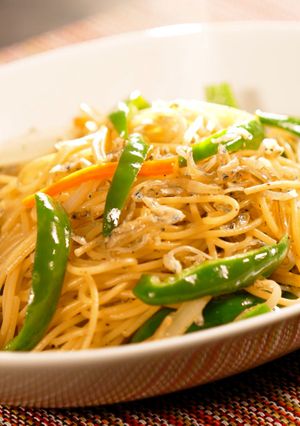 ピーマンとじゃこ炒めのパスタ【食遺産】-レシピのメイン写真