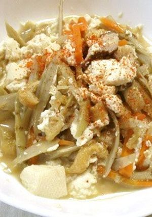 豆腐と油揚げ＋根菜で、ぎせい豆腐風に-レシピのメイン写真