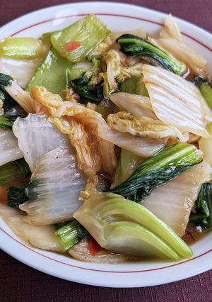 白菜とチンゲン菜のピリ辛あんかけ炒め-レシピのメイン写真