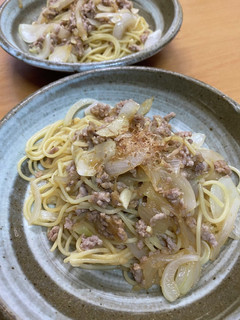 新玉ねぎとひき肉のスパゲッティ-レシピのメイン写真