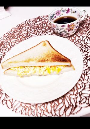 簡単2分♡　レンジでたまごホットサンド-レシピのメイン写真