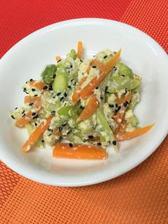 【保育園給食】アスパラと人参のごま和え-レシピのメイン写真