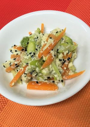 【保育園給食】アスパラと人参のごま和え-レシピのメイン写真